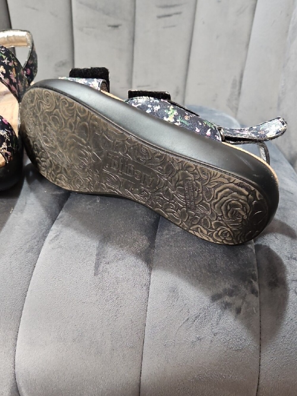 Alegria Navy Floral Slingback Sandals - Picture 4 of 6